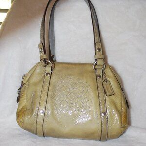 💚👜Coach Purse Green Ombre Textured Handbag Patent Leather Satchel 45570💚👜